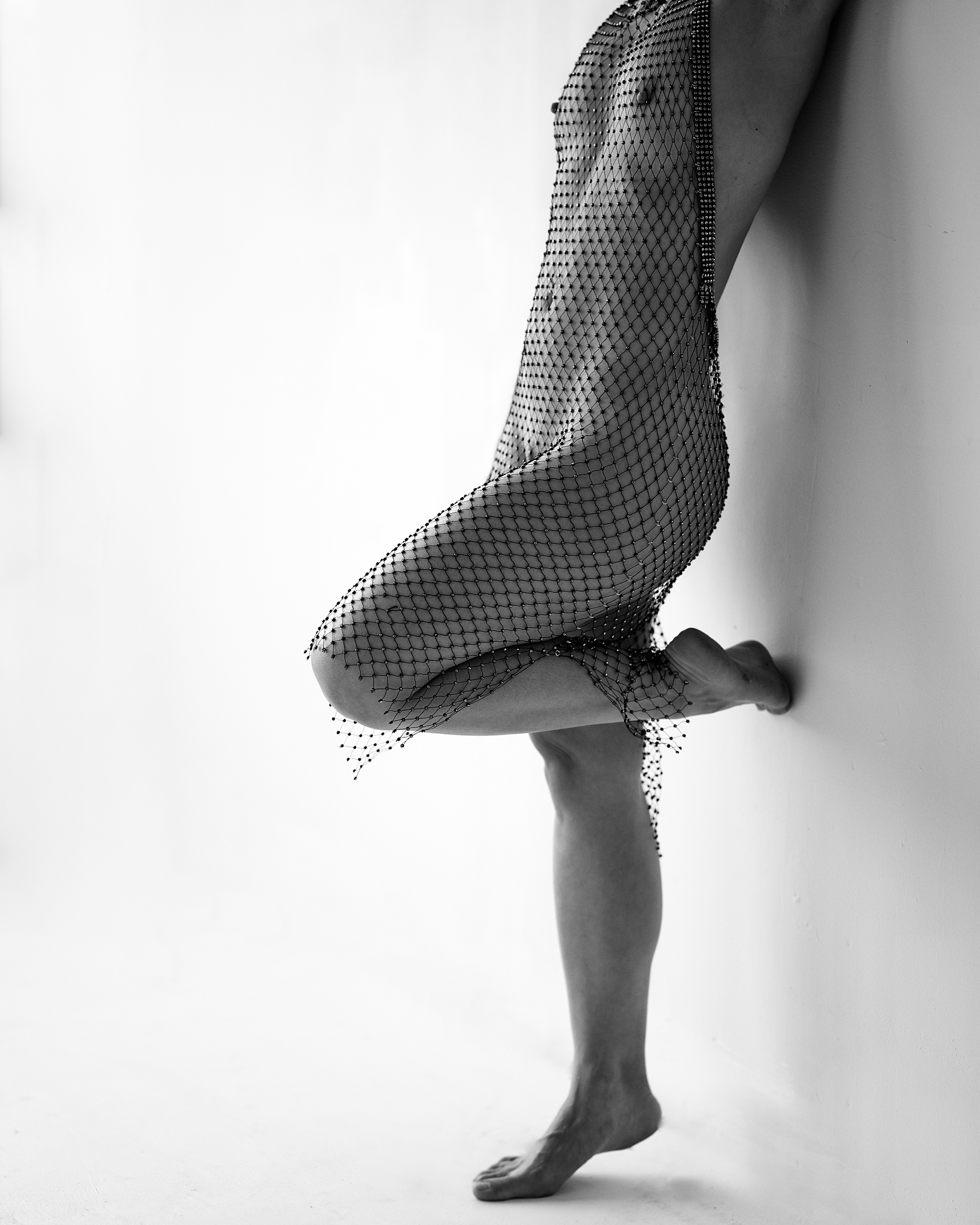 Black and white paused moment portrait