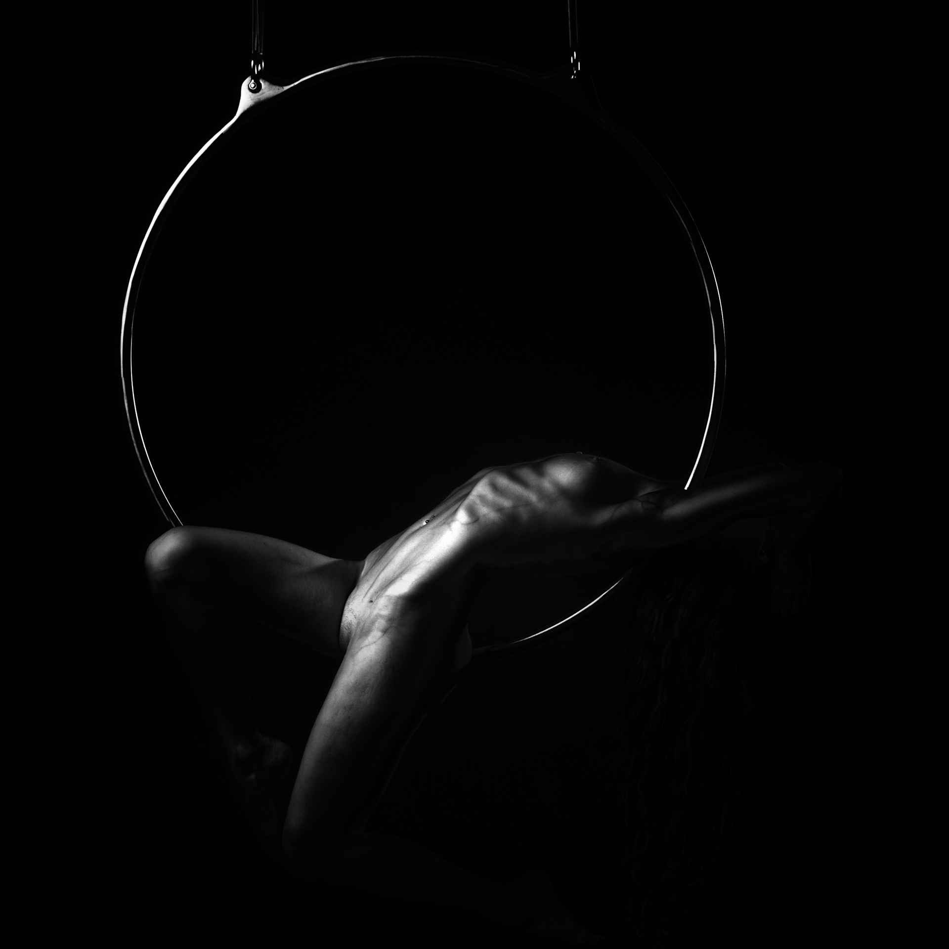 Black and white paused moment portrait