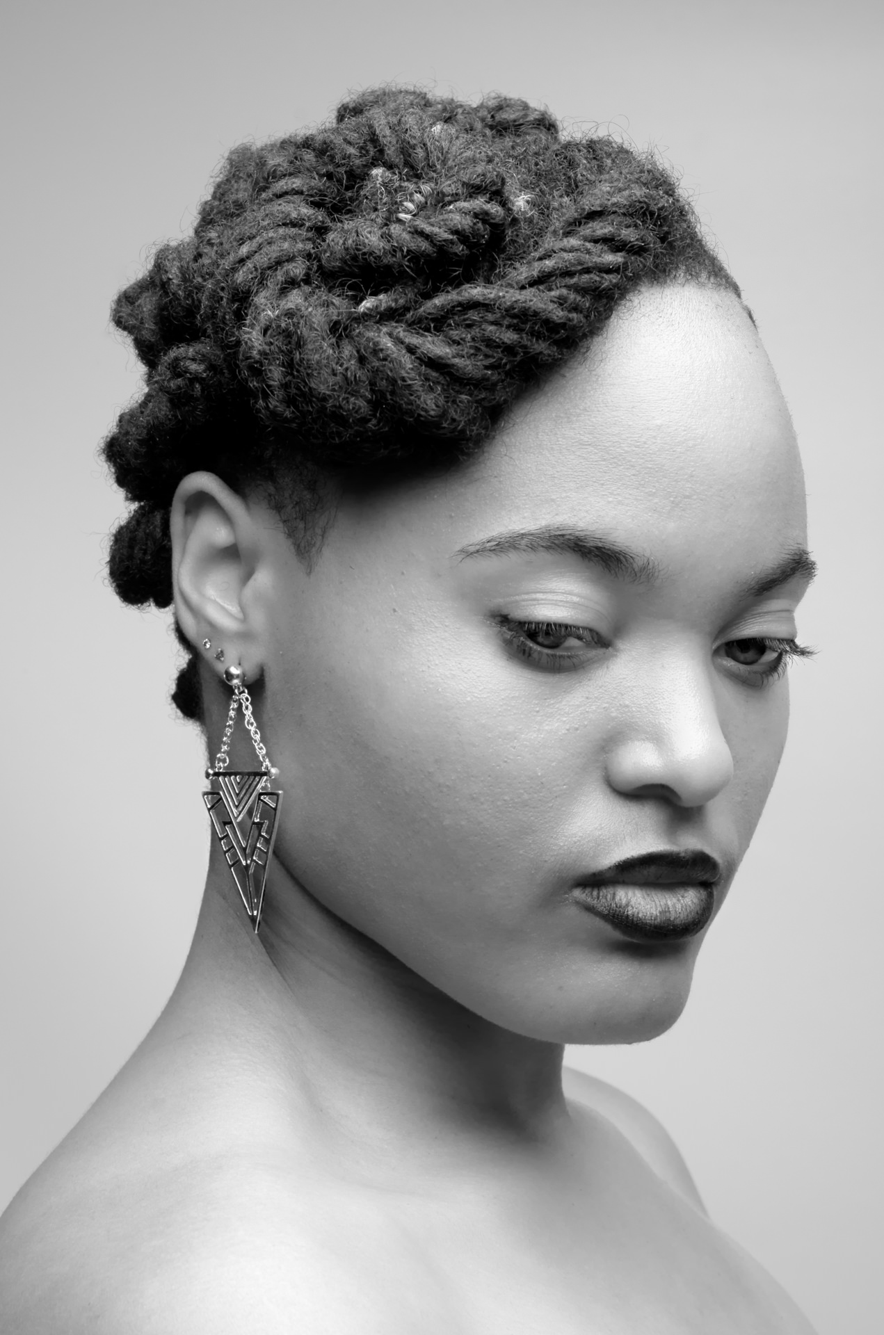 Black and white paused moment portrait