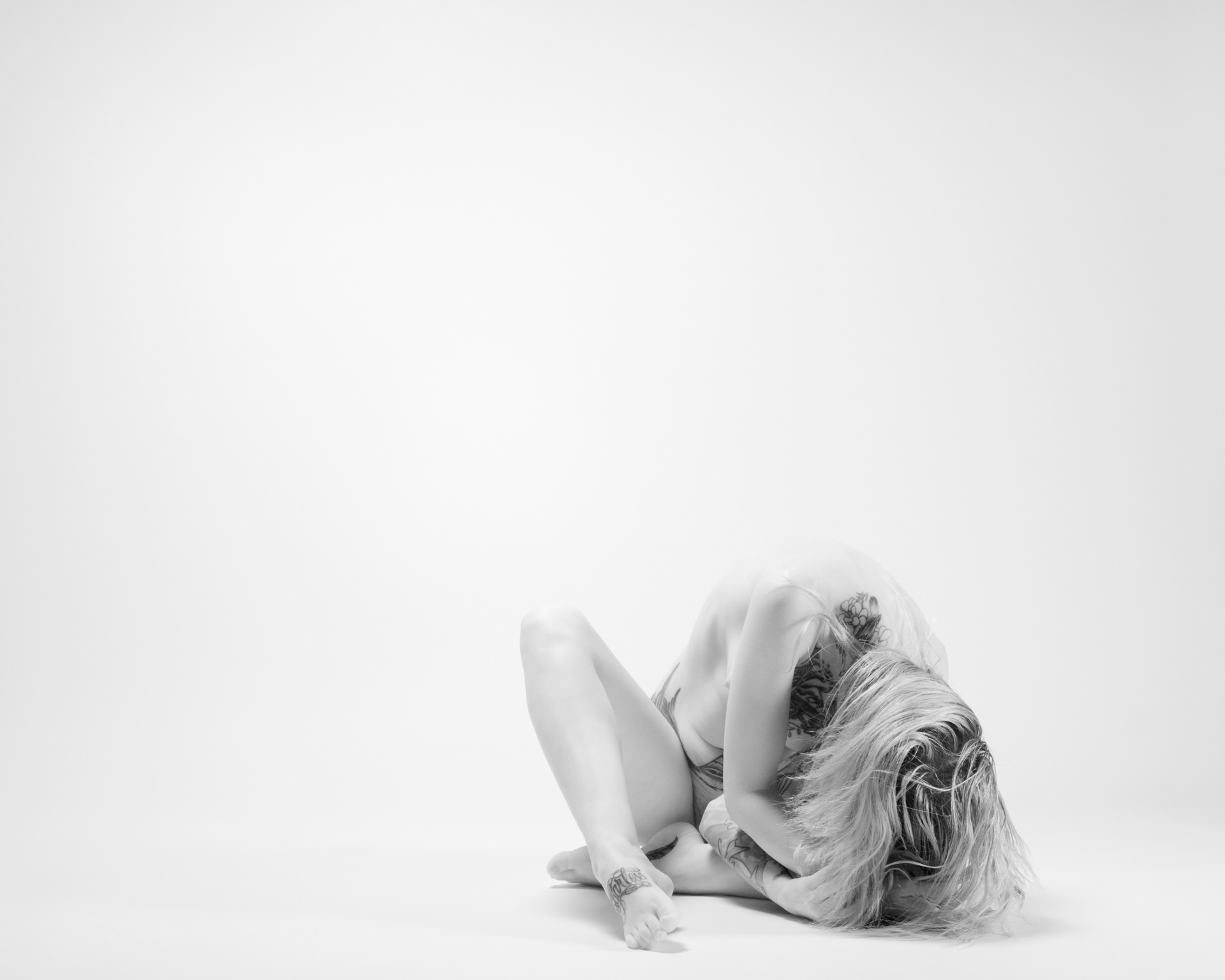 Black and white paused moment portrait
