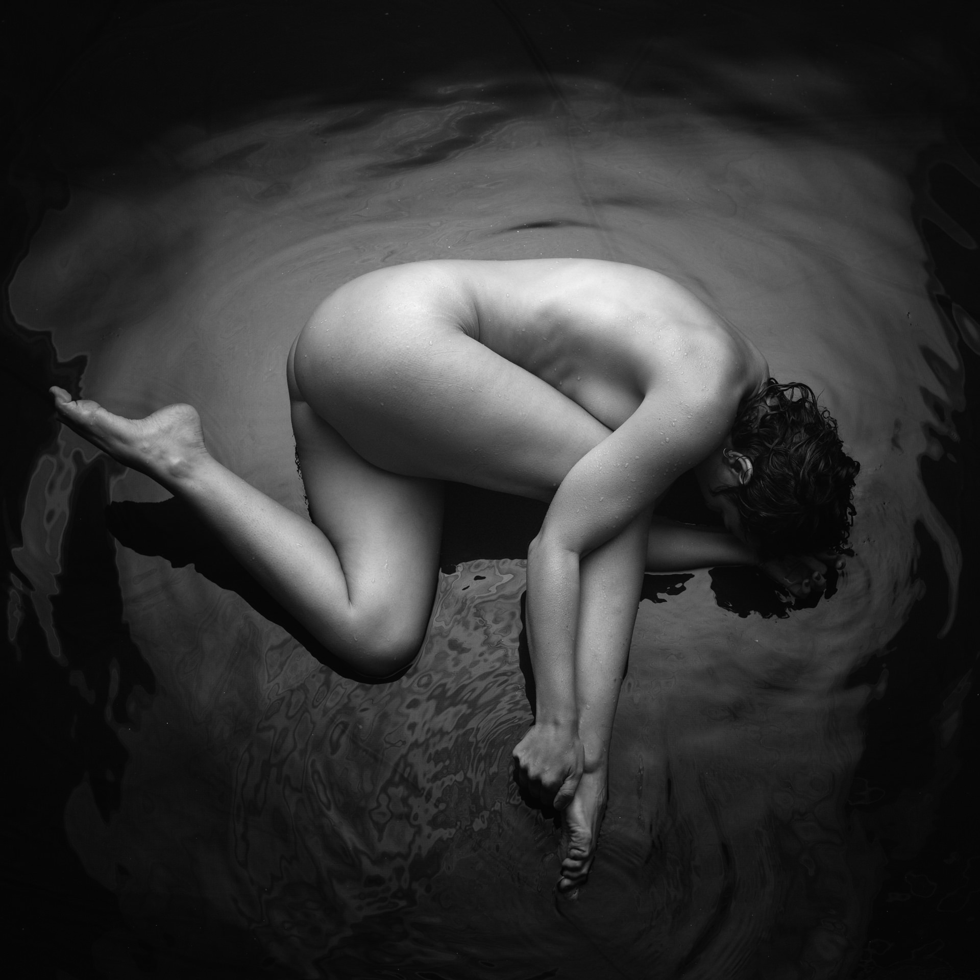 Black and white paused moment portrait