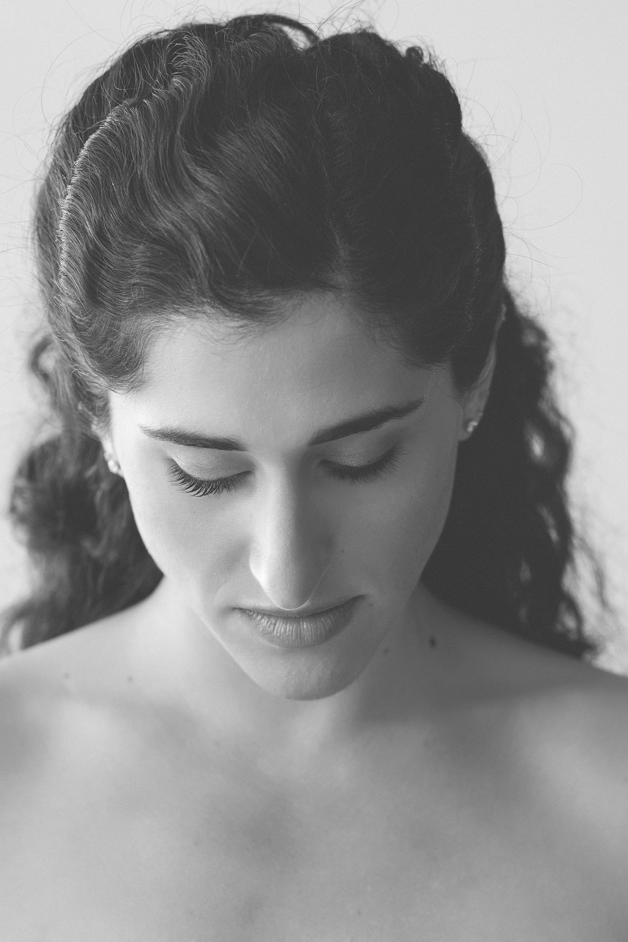Black and white paused moment portrait