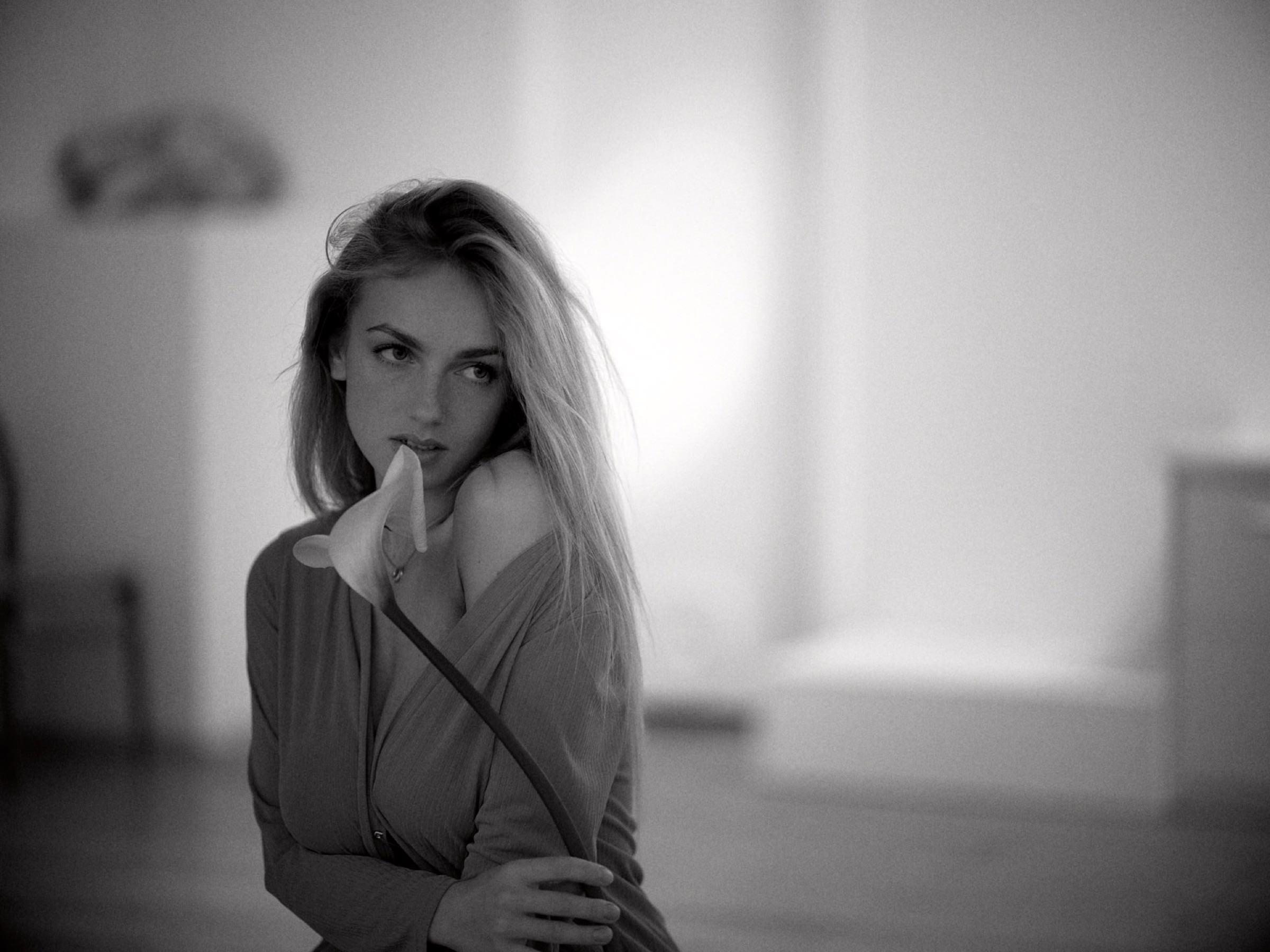 Anastasia black and white reclining portrait