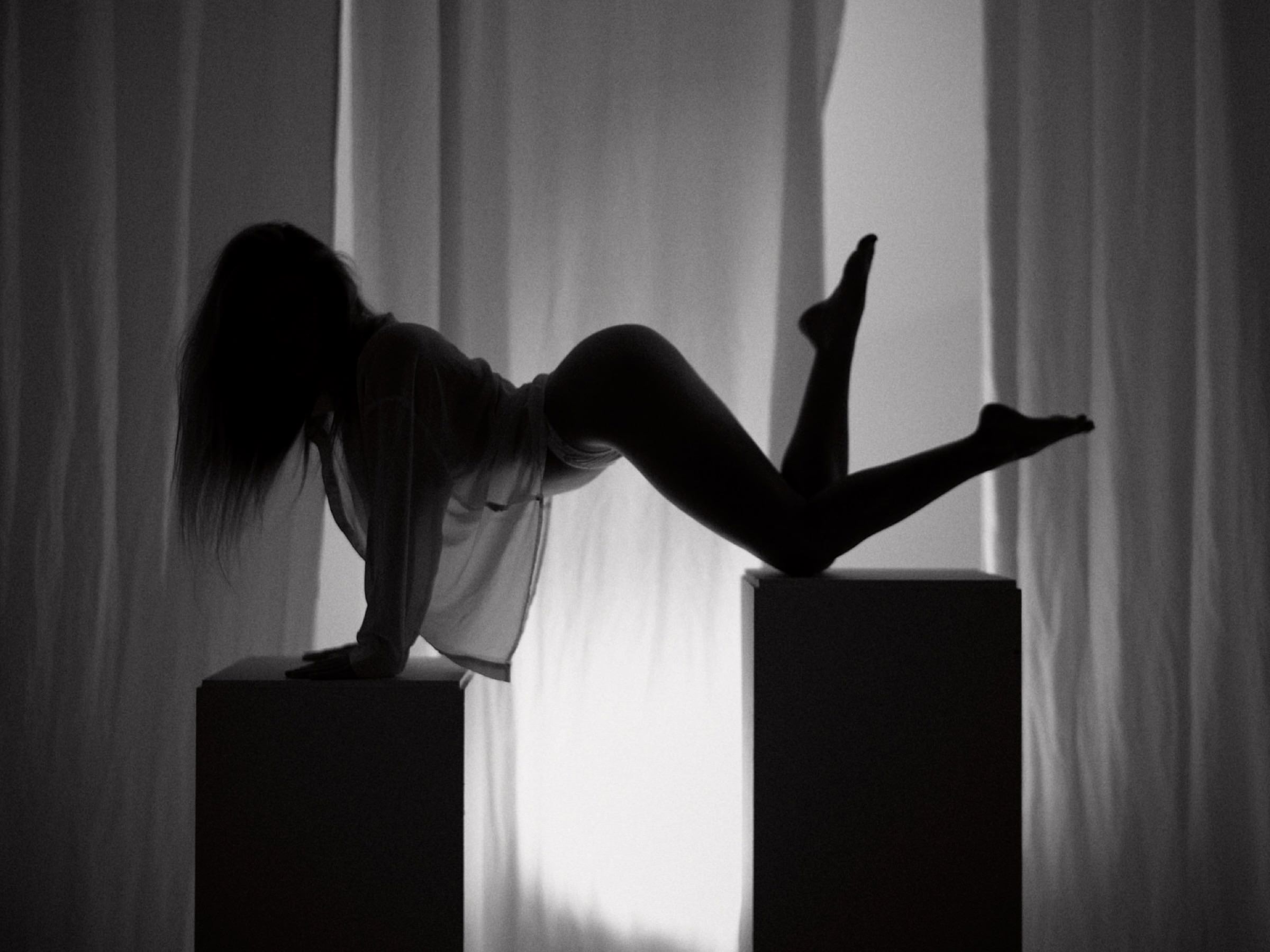 Anastasia black and white doorway portrait
