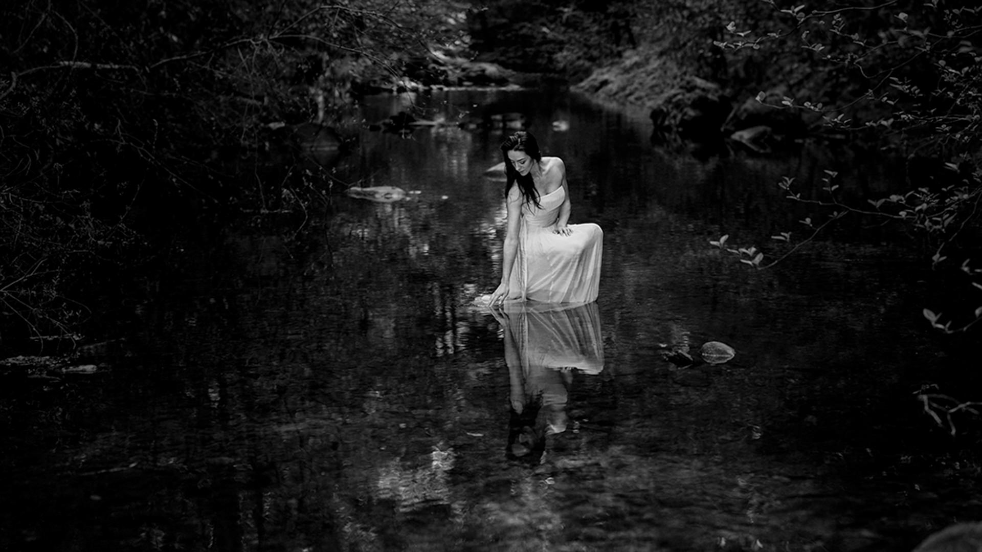 Black and white portrait in wild light