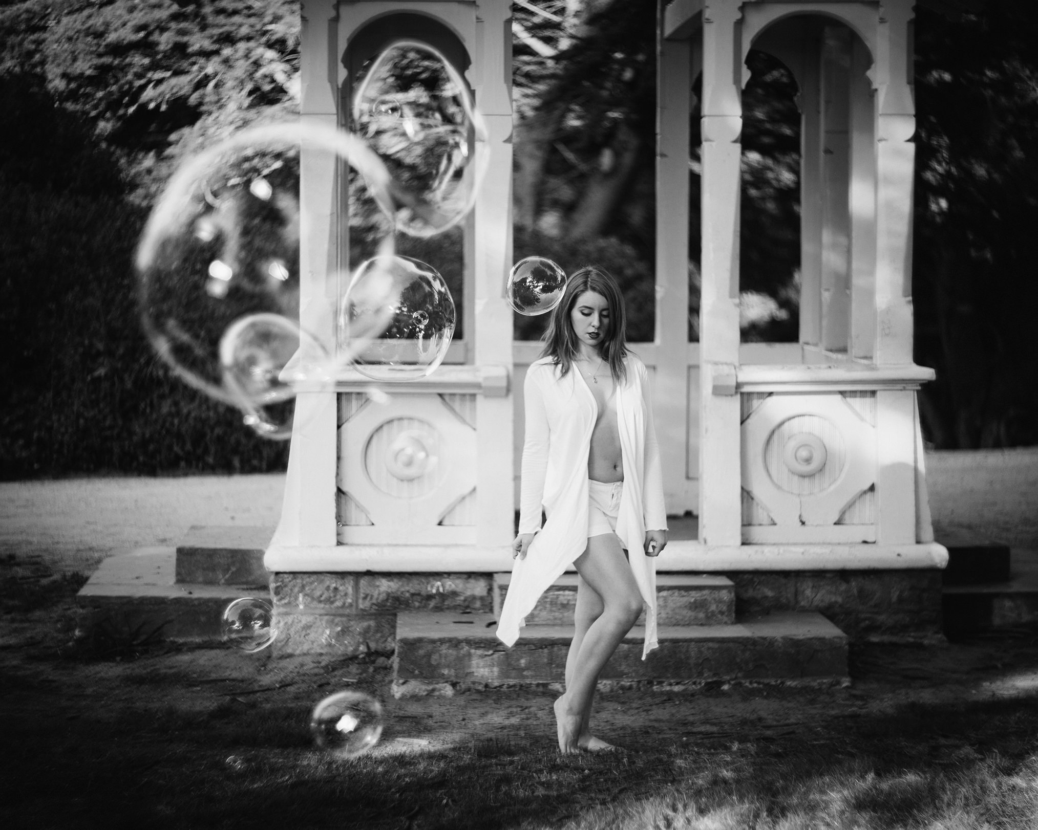 Black and white portrait in wild light
