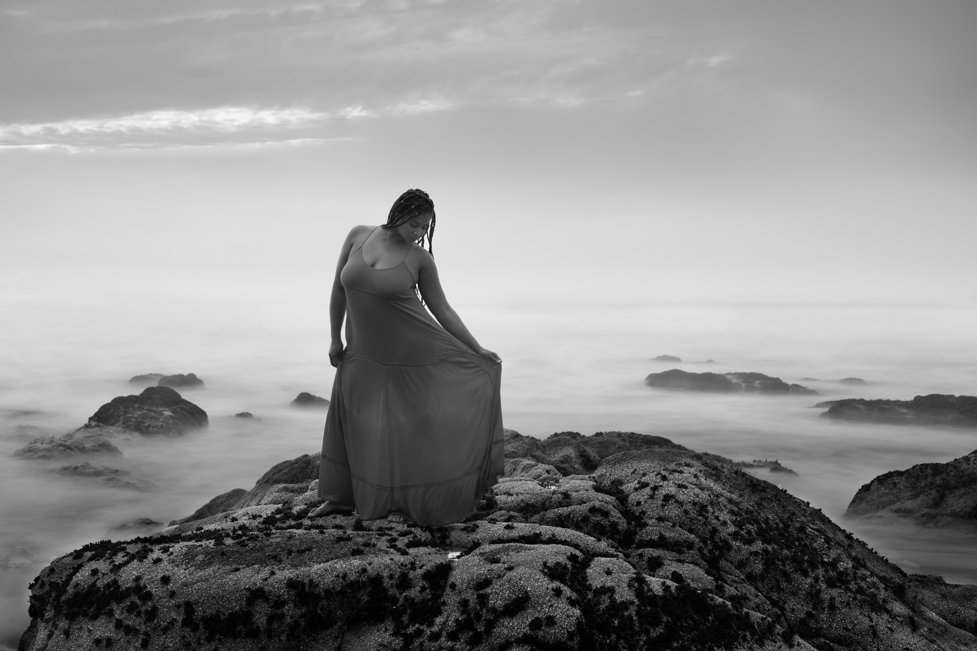 Black and white portrait in wild light