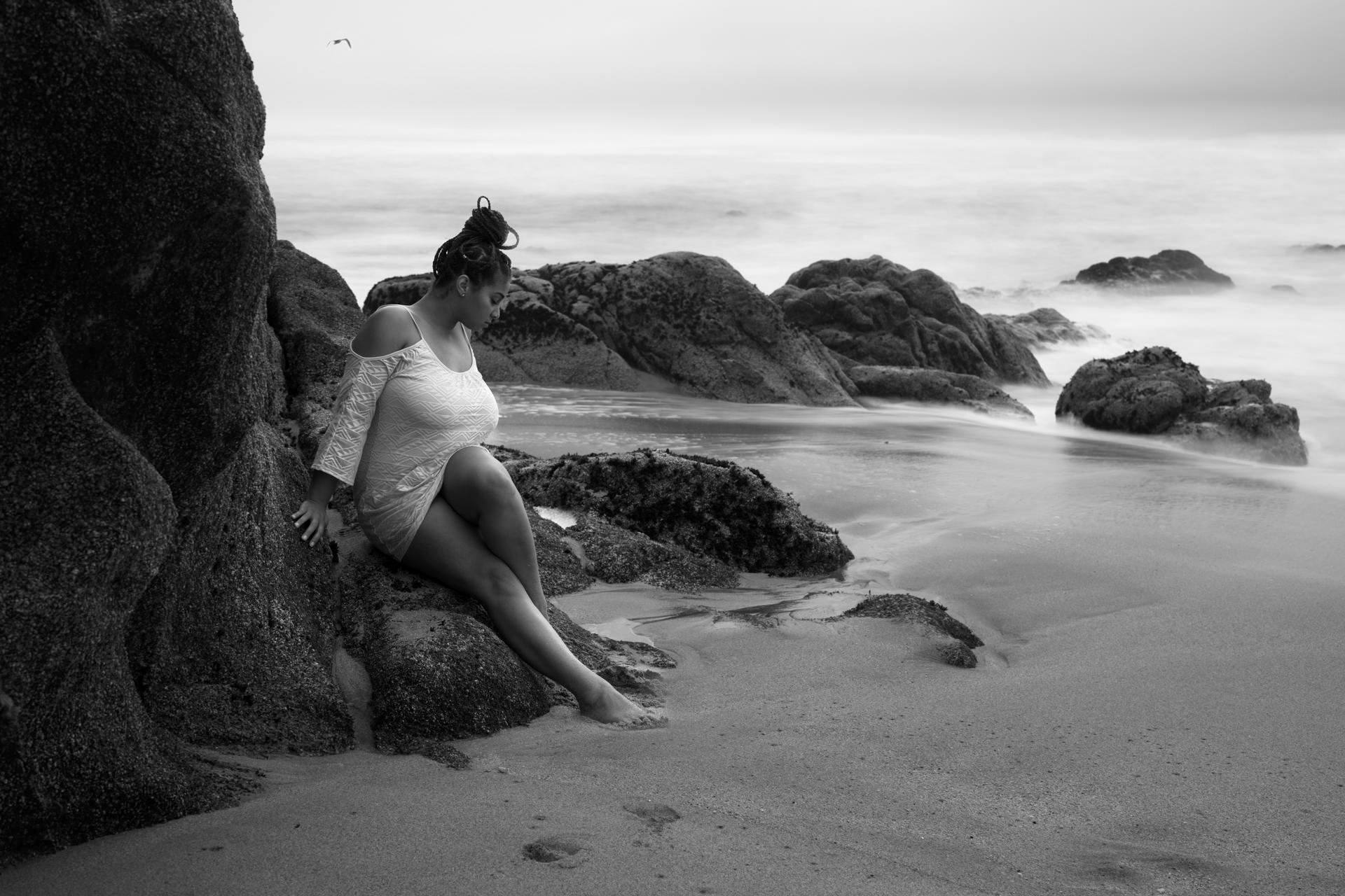 Black and white portrait in wild light