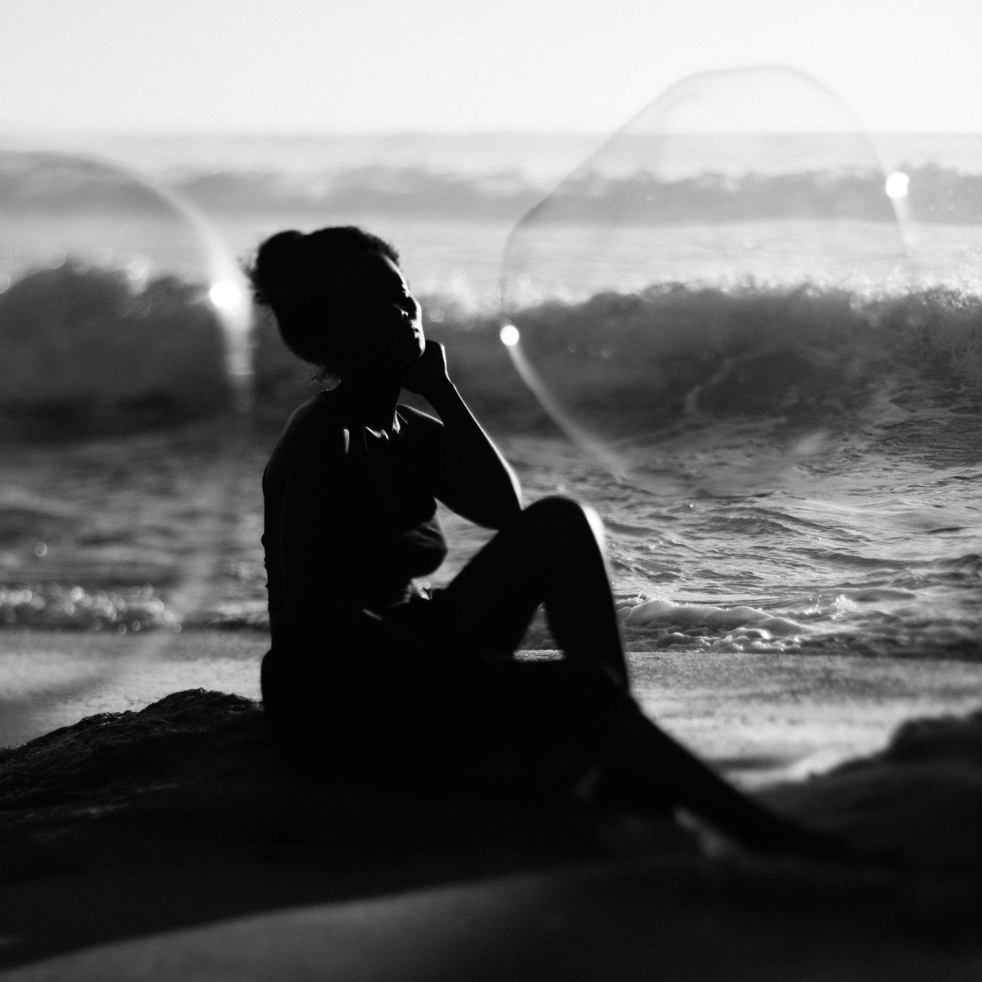 Black and white portrait in wild light