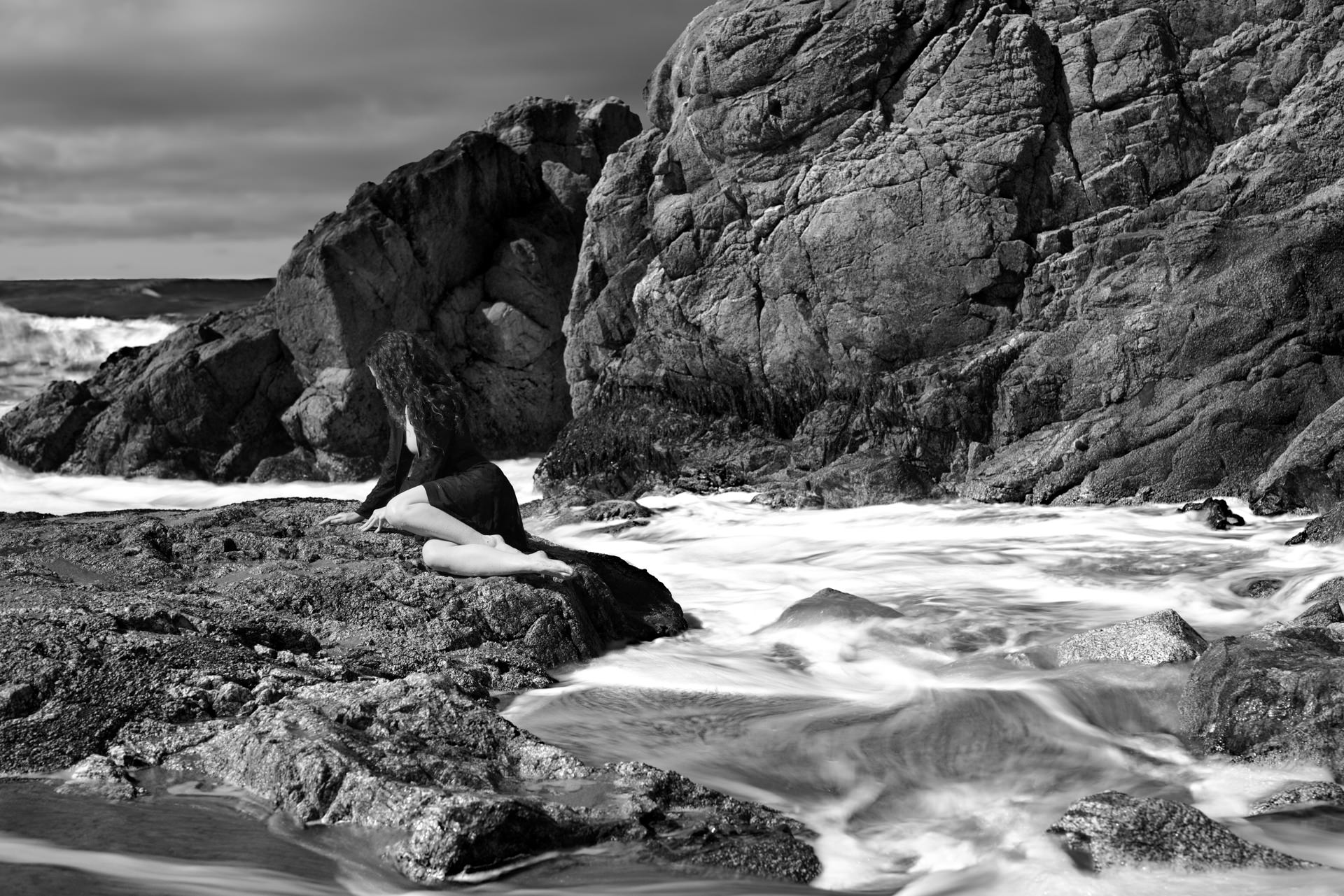 Black and white portrait in wild light