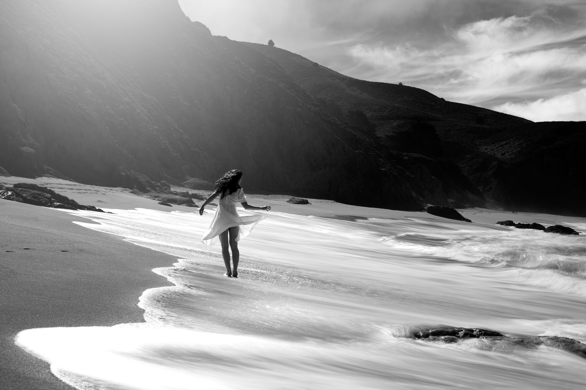 Black and white portrait in wild light