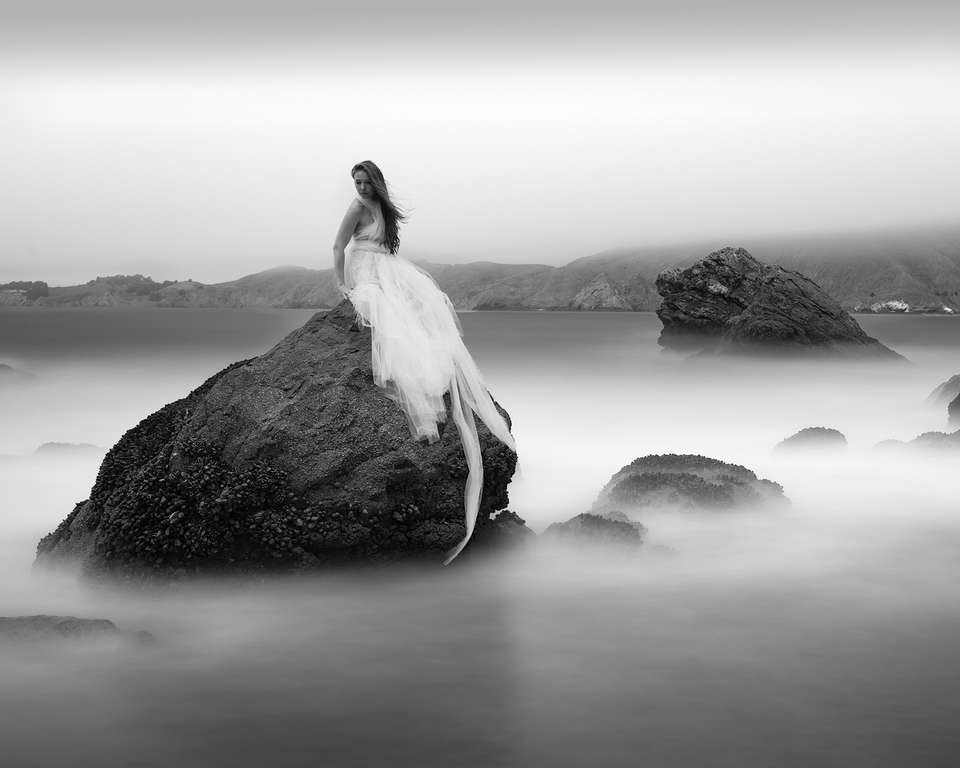 Black and white portrait in wild light