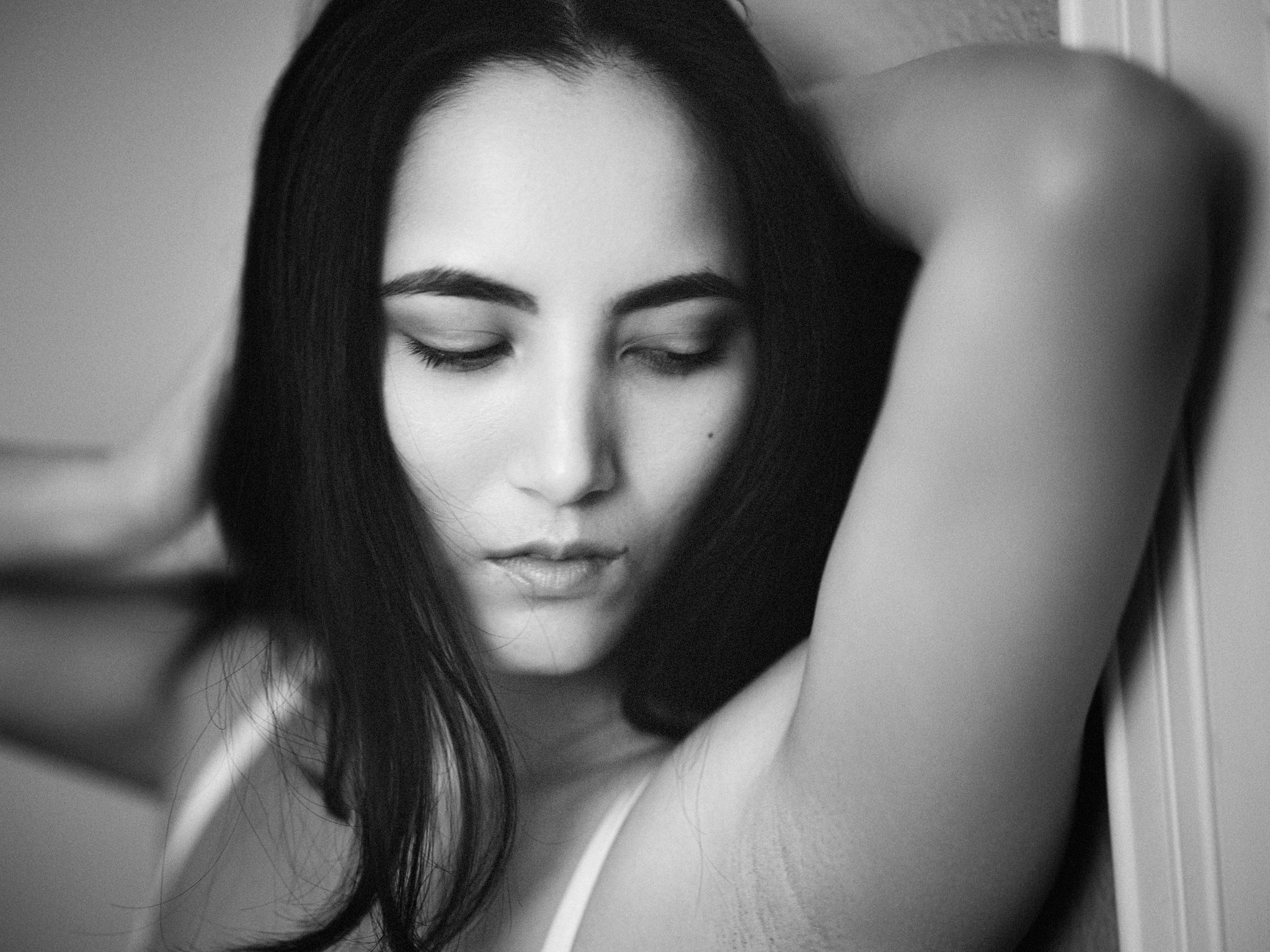 Seraphina black and white reclining portrait