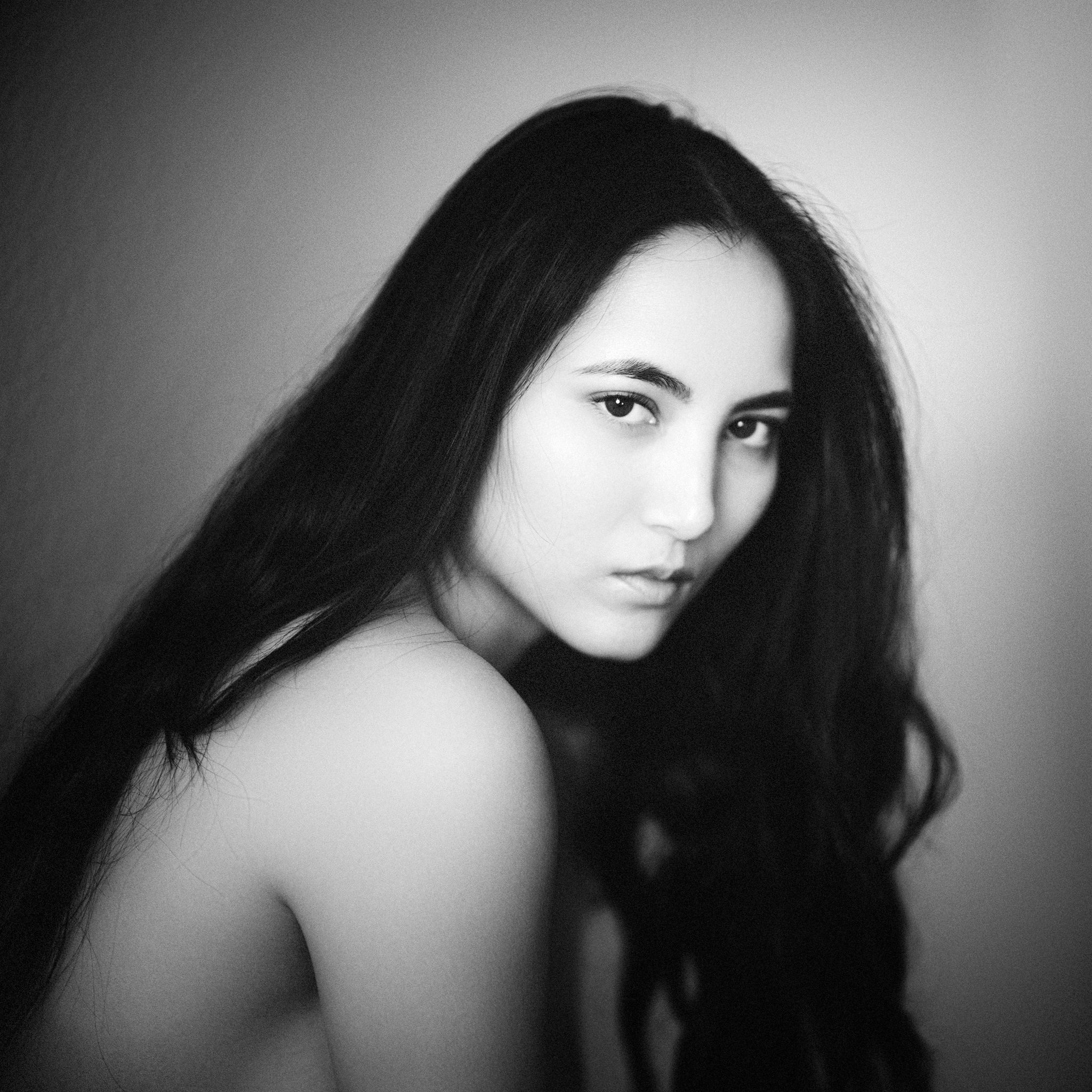 Seraphina square black and white portrait