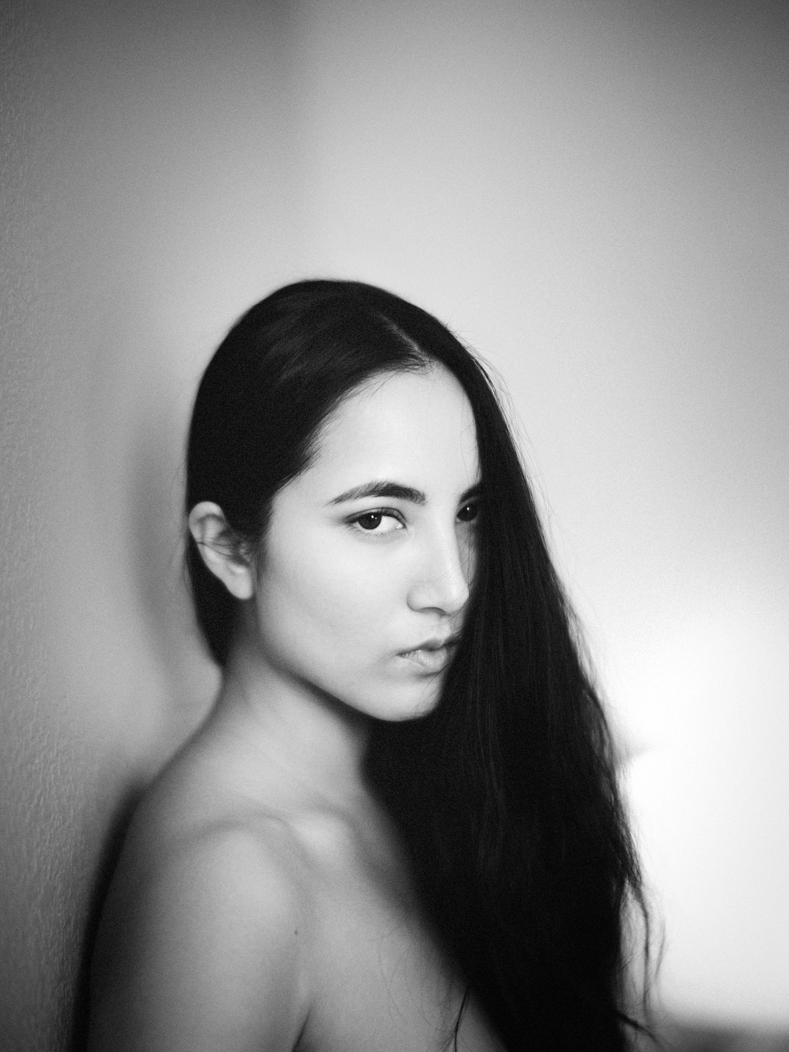Seraphina closing portrait in black and white