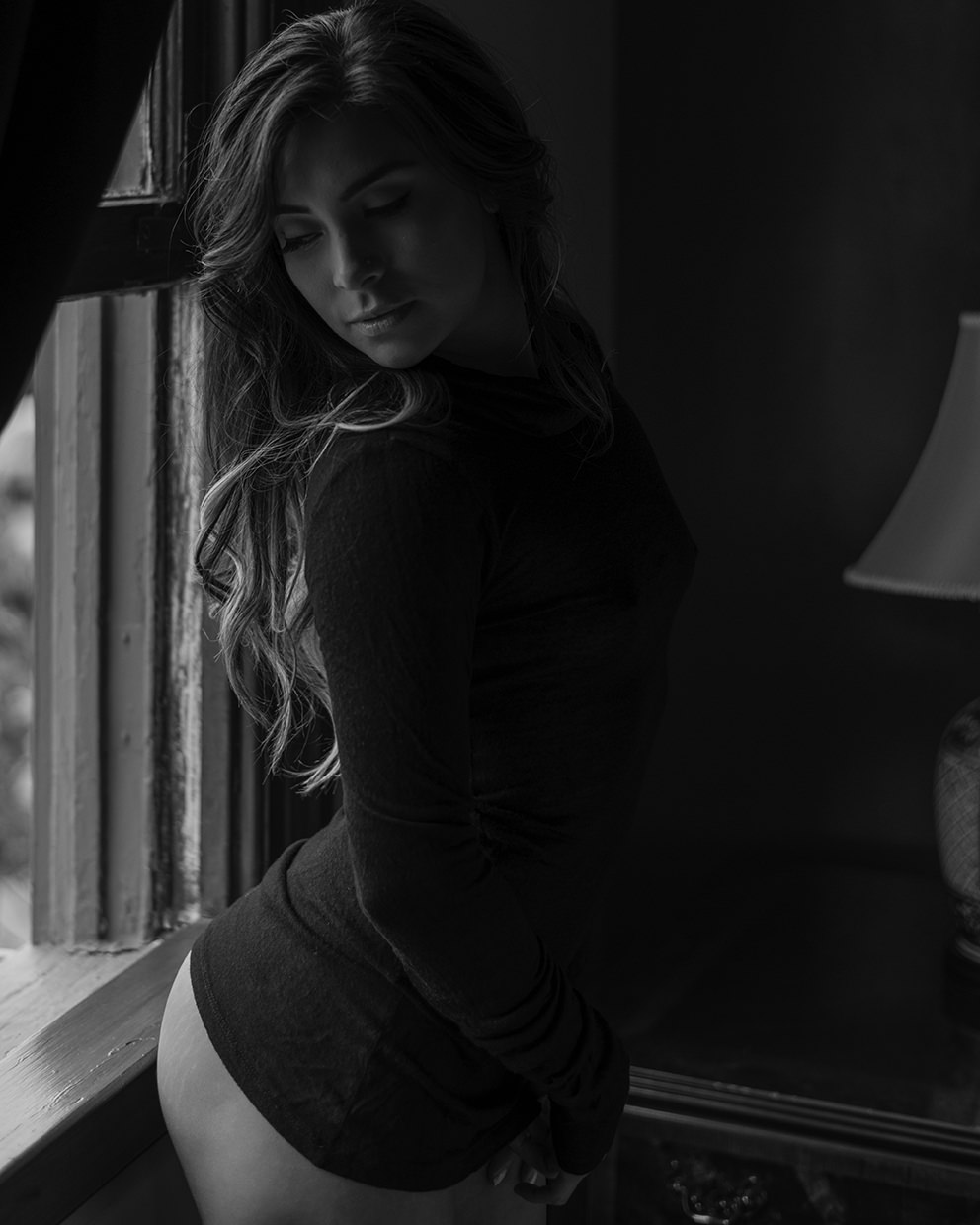 Vertical black and white home portrait